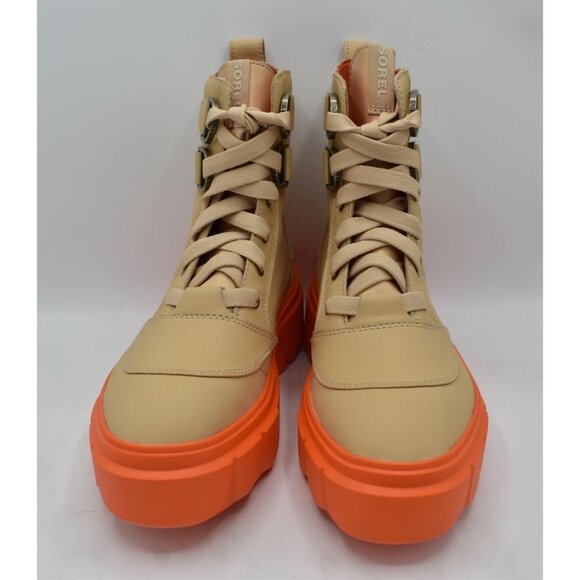 Sorel Womens Size 9 Caribou X Ceramic Orange Waterproof Leather Platform Boots - Picture 2 of 11